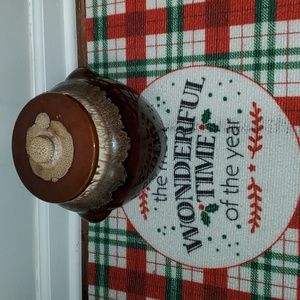 Vintage McCOY POTTERY by KATHY KALE Brown Drip Bean Pot or Cookie Jar w/ Lid